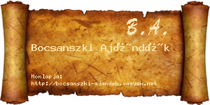 Bocsanszki Ajándék névjegykártya